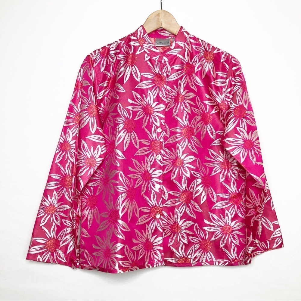 Chicโos pink floral flower bed chinoise festival kimono jacket